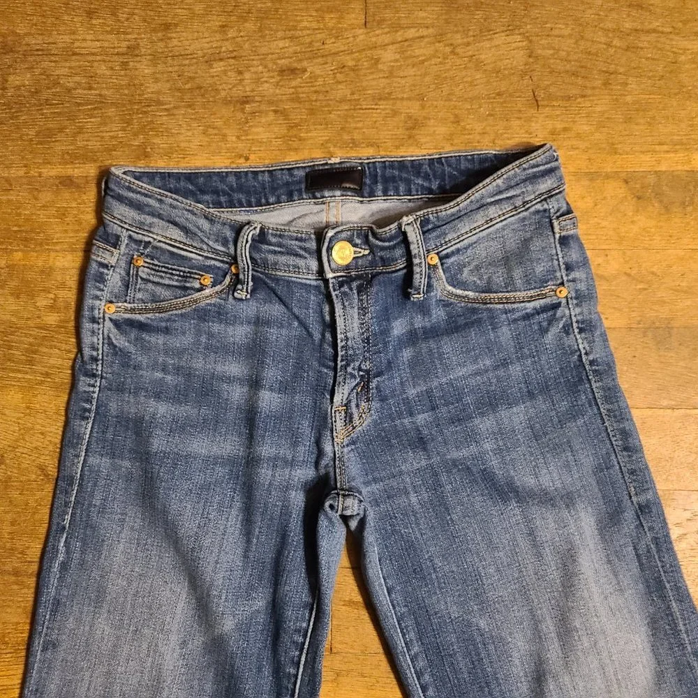 MOTHER THE WILDER Medium Kitty Bell Bottom Trouser jeans Flares 26 Short - Picture 3 of 9